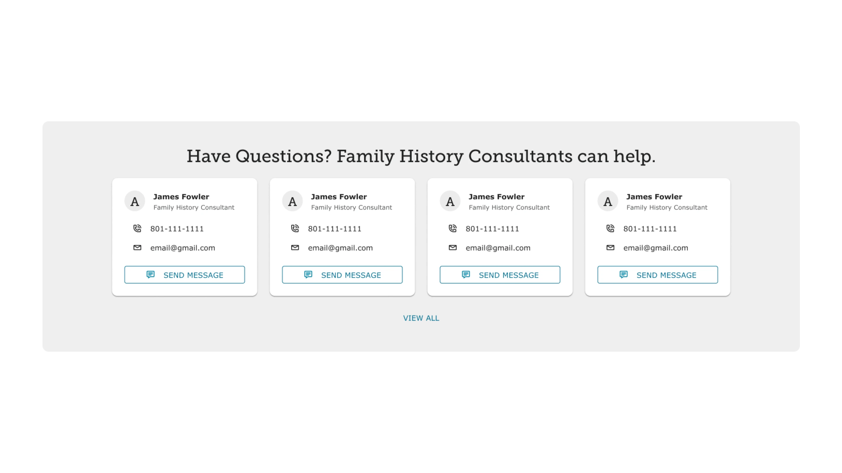 Redesigned consultant panel aligned with the FamilySearch design system